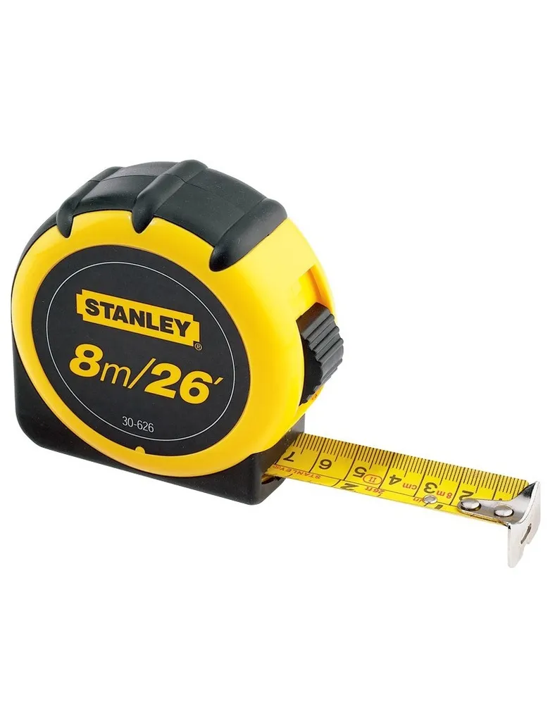 CINTA METRICA NEGRA 8M STANLEY 30-626/30-726